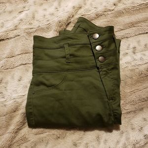 Refuge olive green stretchy skinny jeans